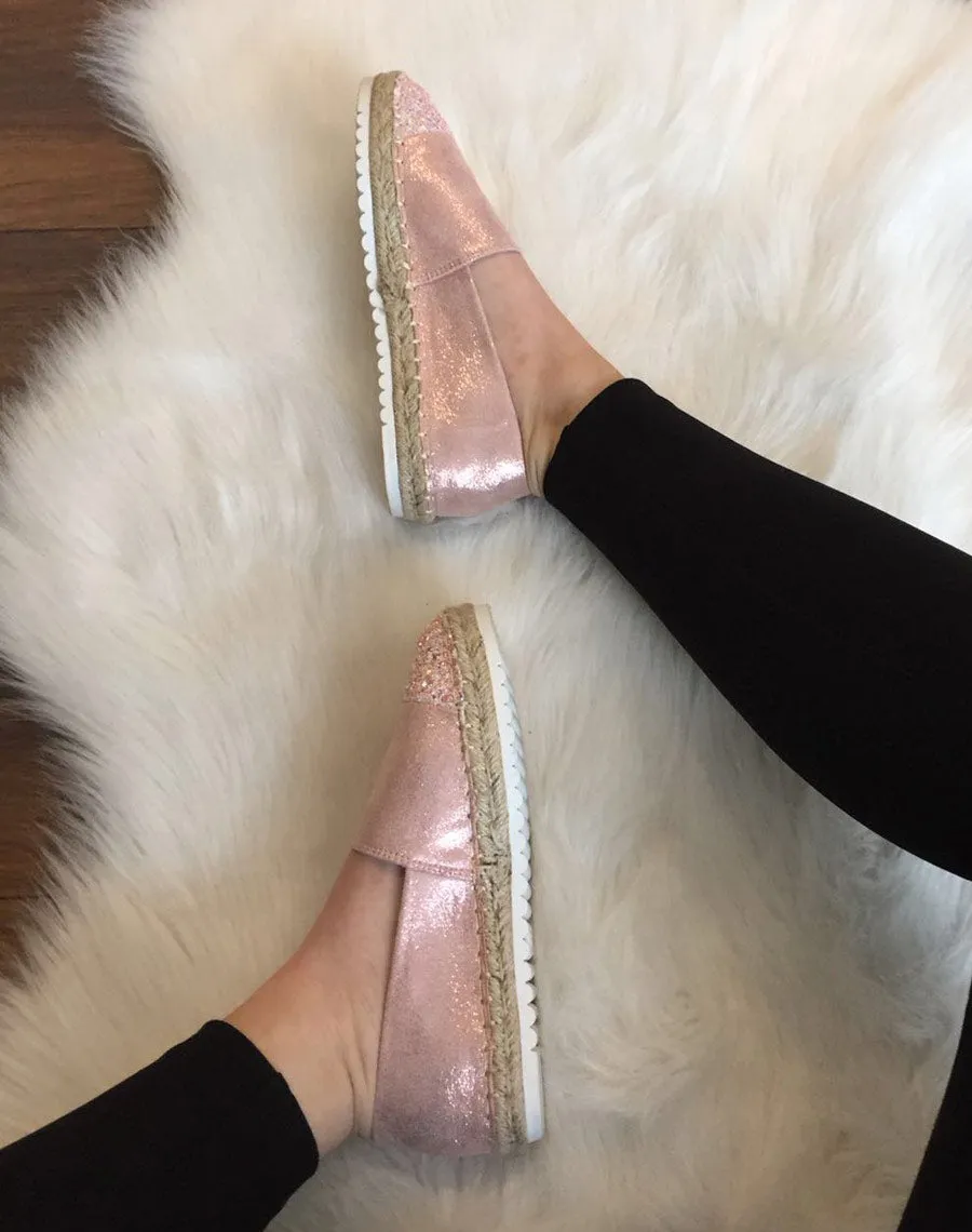 Espadrilles roses effet brillant