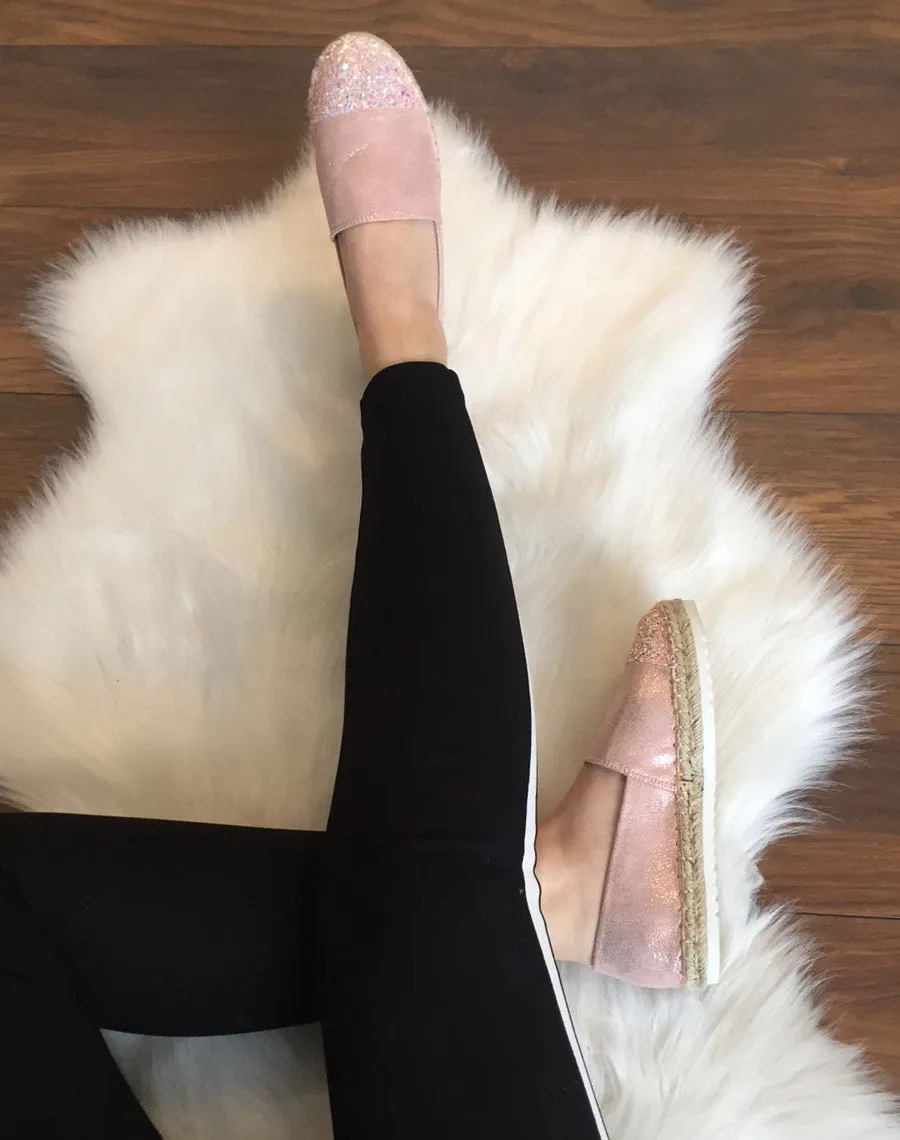 Espadrilles roses effet brillant