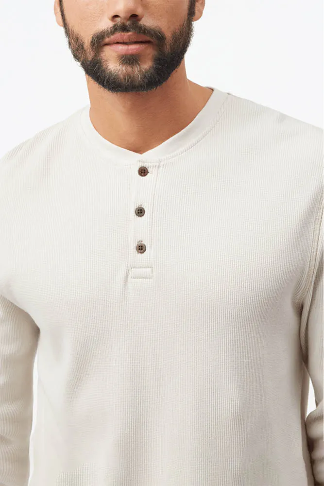 Ethical Henley Long Sleeve Waffle Top