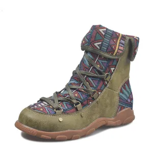 European And American Women's Flat-bottomed Velvet Martin Boots