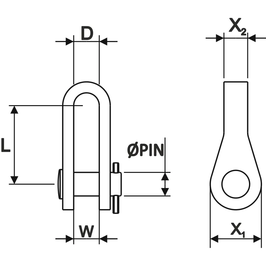 Eye-Jaw Toggle for 7/8” Turnbuckle and ø14 mm wire applications