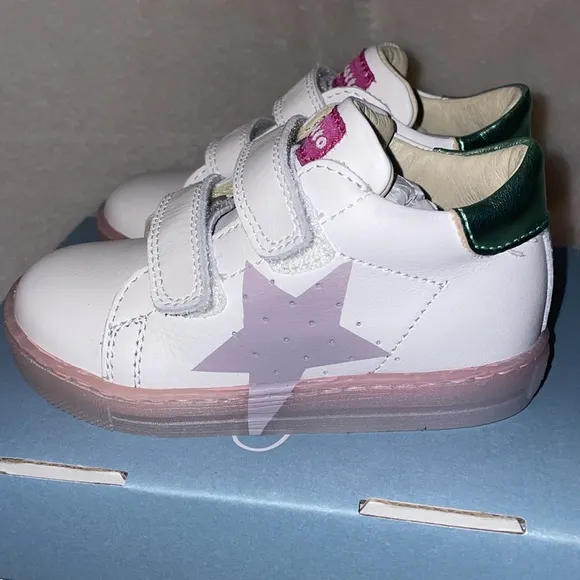 FALCOTTO VENUS VL - Leather sneakers with maxi colored star - White-Pink