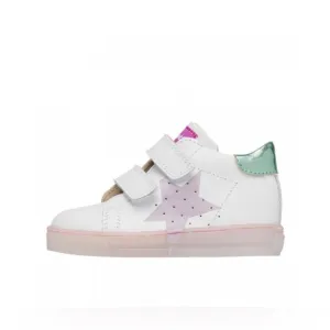 FALCOTTO VENUS VL - Leather sneakers with maxi colored star - White-Pink