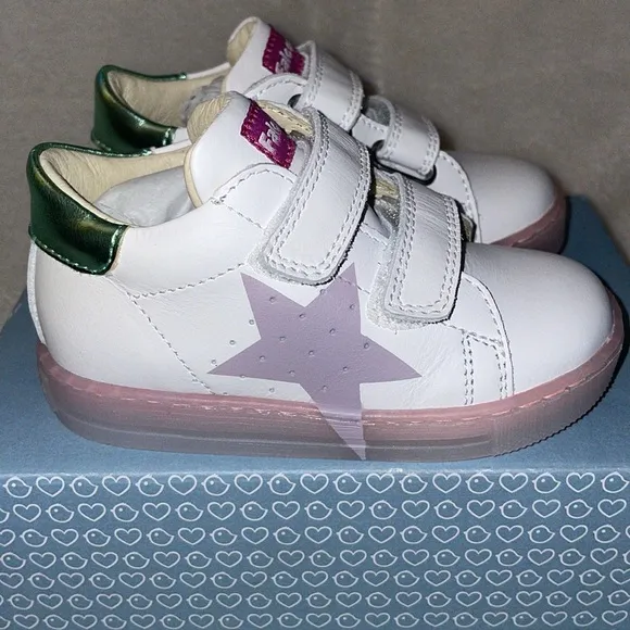 FALCOTTO VENUS VL - Leather sneakers with maxi colored star - White-Pink