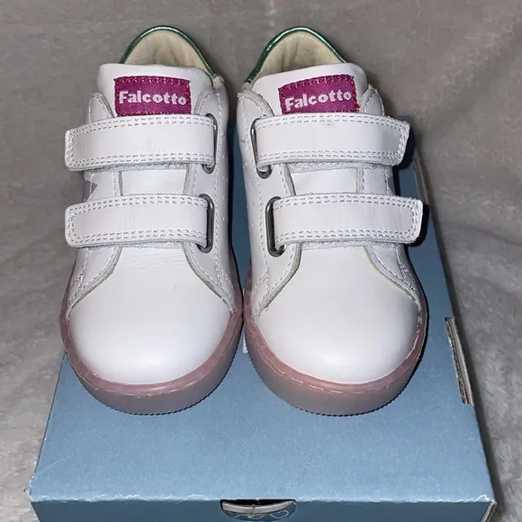 FALCOTTO VENUS VL - Leather sneakers with maxi colored star - White-Pink