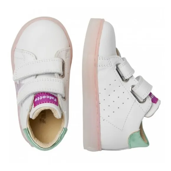 FALCOTTO VENUS VL - Leather sneakers with maxi colored star - White-Pink