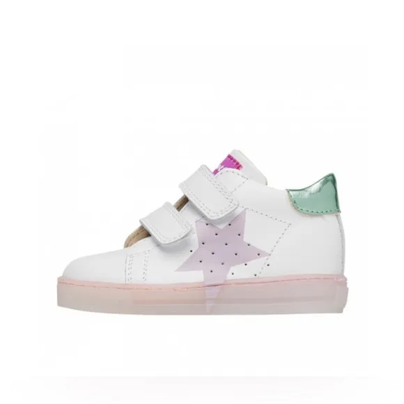FALCOTTO VENUS VL - Leather sneakers with maxi colored star - White-Pink