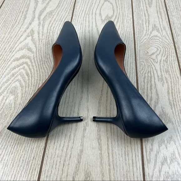 French Connection Kate Classic Pointy Toe Stiletto Pump 10 Navy Faux Leather $98