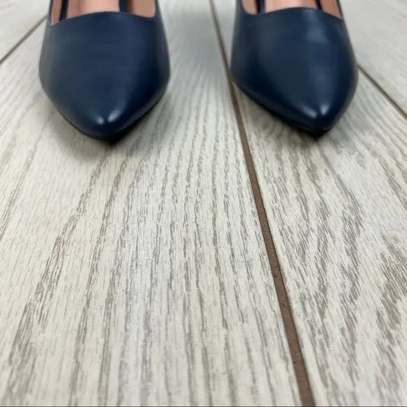French Connection Kate Classic Pointy Toe Stiletto Pump 10 Navy Faux Leather $98