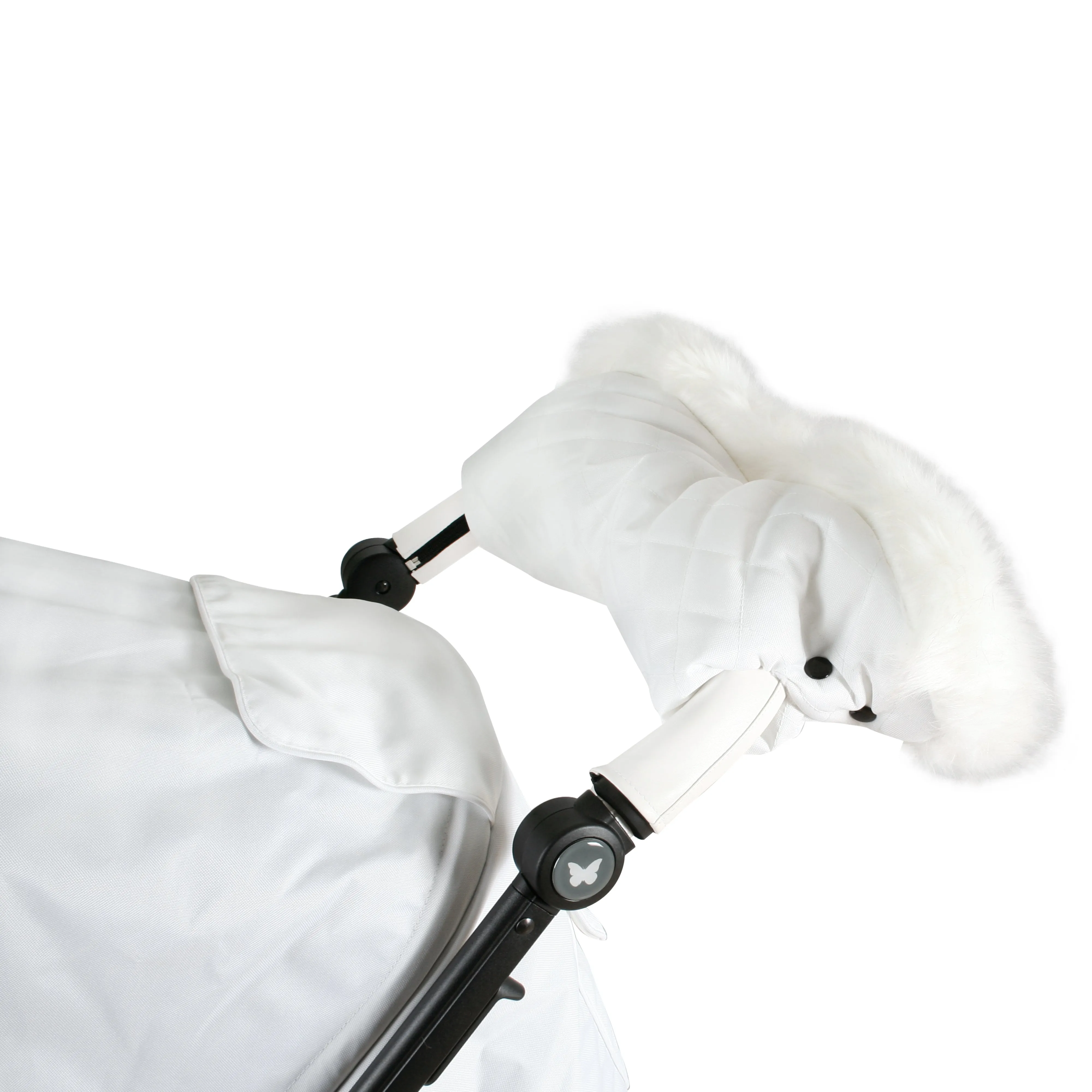 Fur Trimmed White Pushchair Handmuff