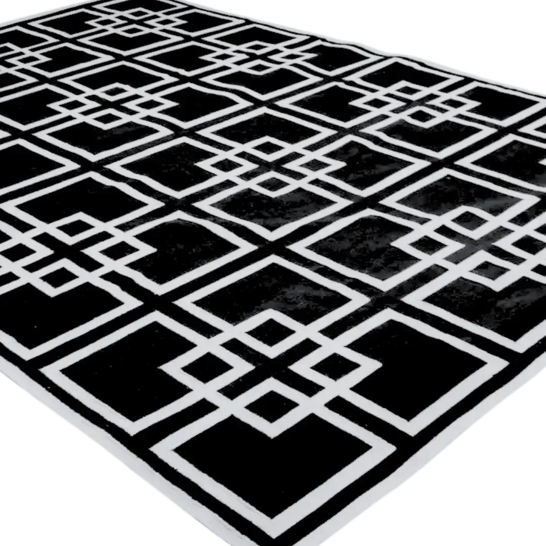 Gatsby's Garden Dhurrie Cotton Rug - Black