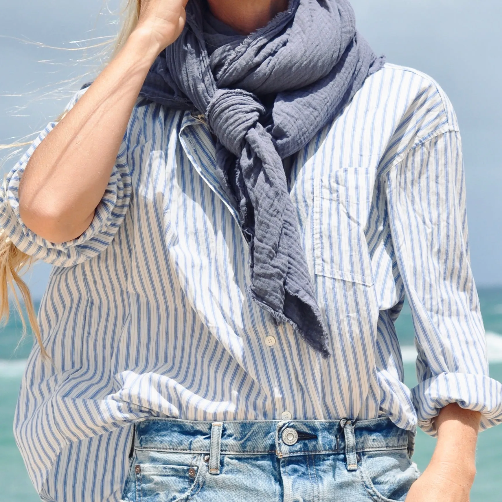 Gauze Scarf - Slate Blue