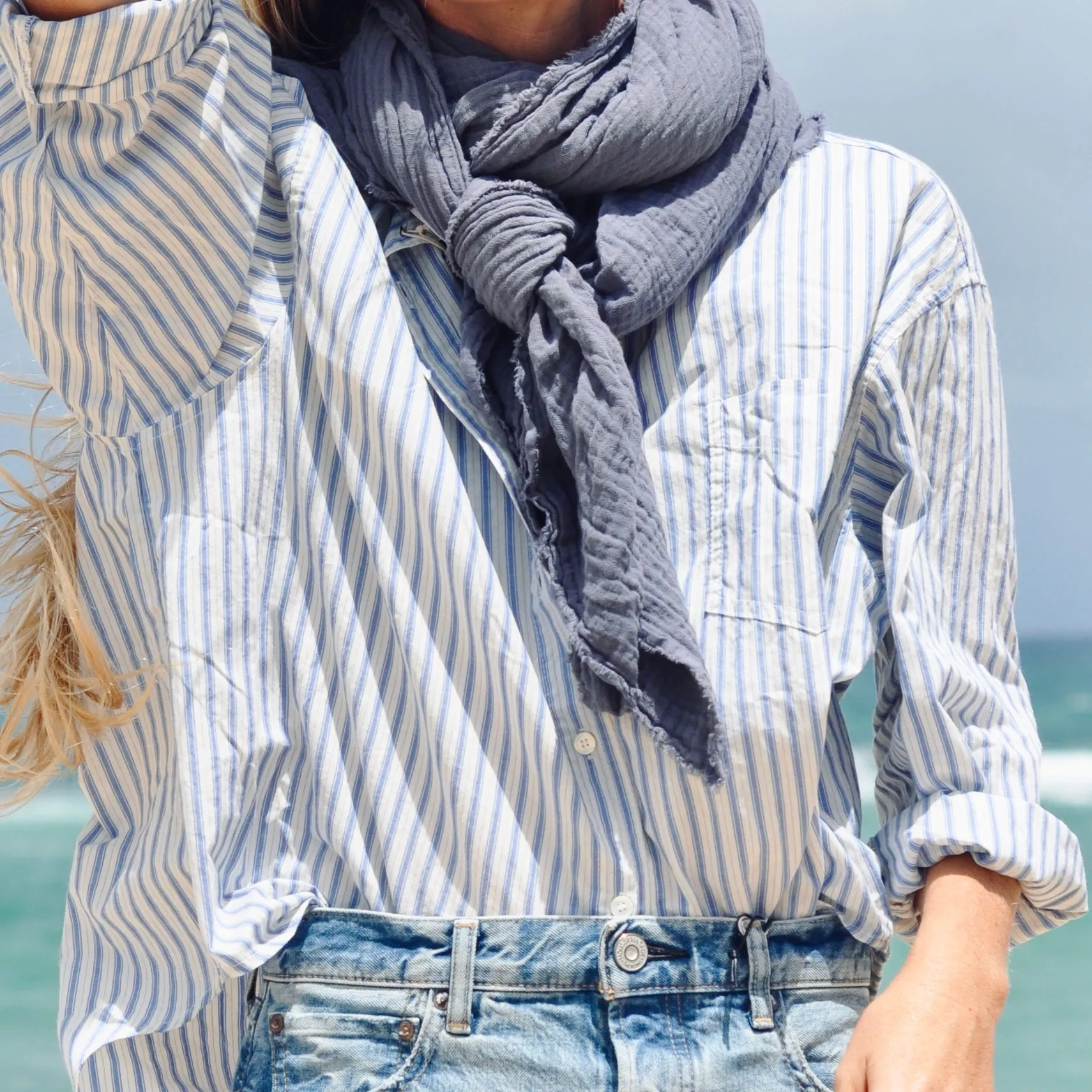 Gauze Scarf - Slate Blue