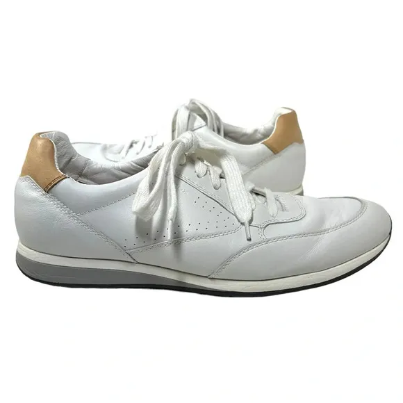 Geox Respira Size 44 White Leather Sneakers Men's 11 Classic Casual Summer Clean