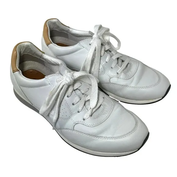 Geox Respira Size 44 White Leather Sneakers Men's 11 Classic Casual Summer Clean