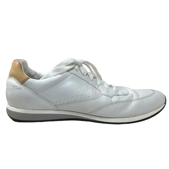 Geox Respira Size 44 White Leather Sneakers Men's 11 Classic Casual Summer Clean