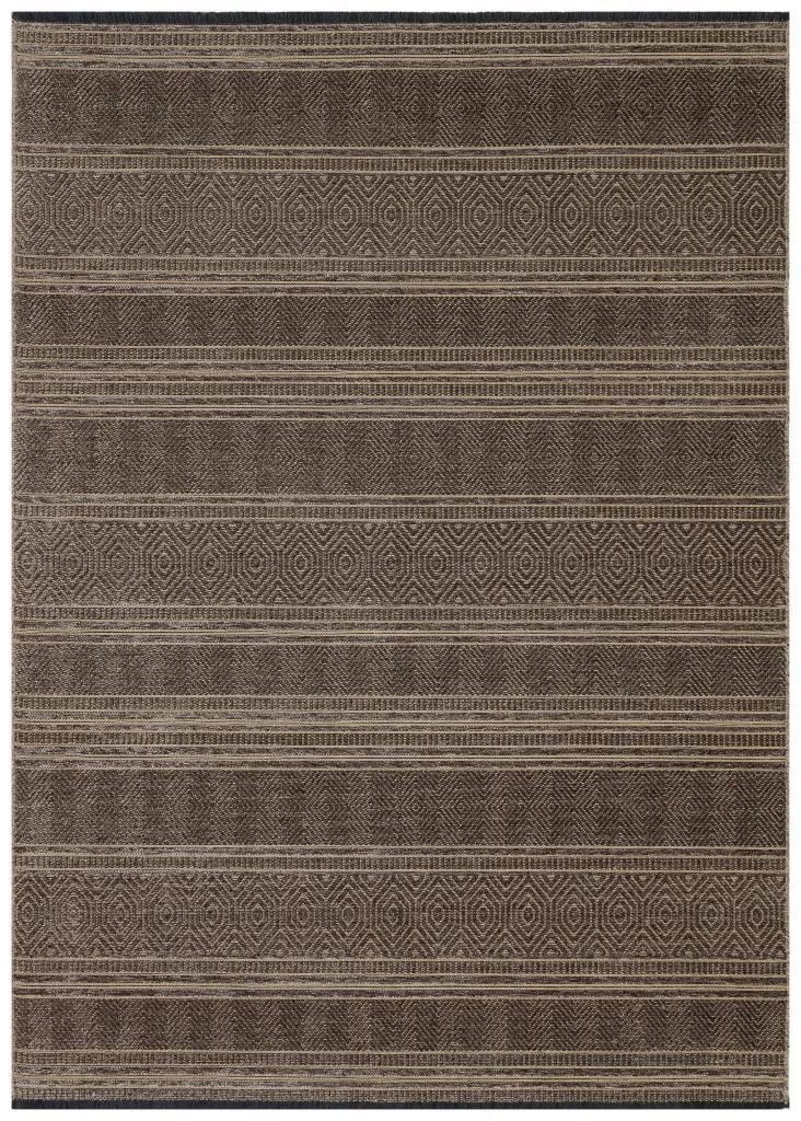 Gloria Jute Scandinavian Patterned Brown Kilim Rug 4005