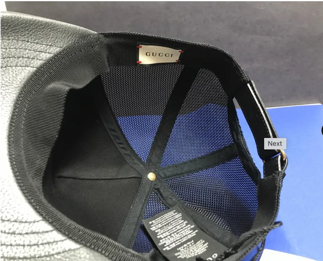 Gucci Logo Baseball Cap in Black Leather