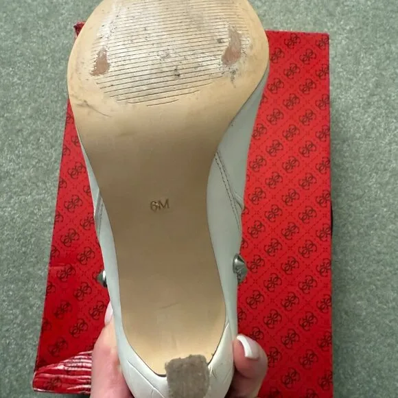 Guess GW Nyx White Multi Leather Studded Boots - Size 6M