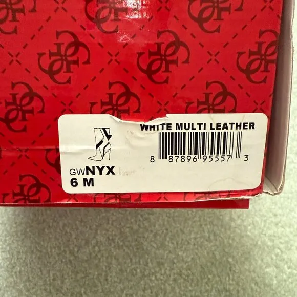 Guess GW Nyx White Multi Leather Studded Boots - Size 6M