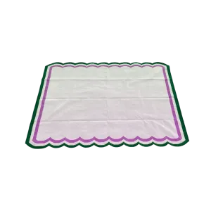 Handmade Scalloped Cotton Rug - White/Green