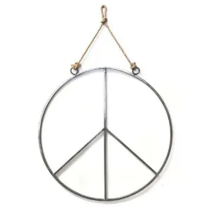 Hanging Metal & Jute Peace Sign