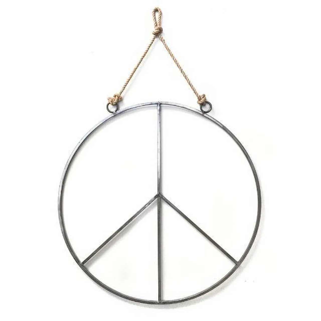 Hanging Metal & Jute Peace Sign