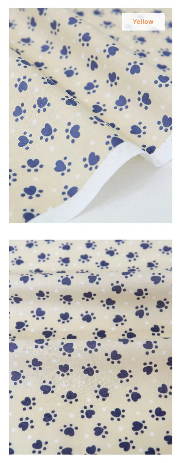 Heart Paws Semi-sheer Cotton Fabric - 4 Colors - Lightweight and Thin - 55" Wide - By the Yard 80728
