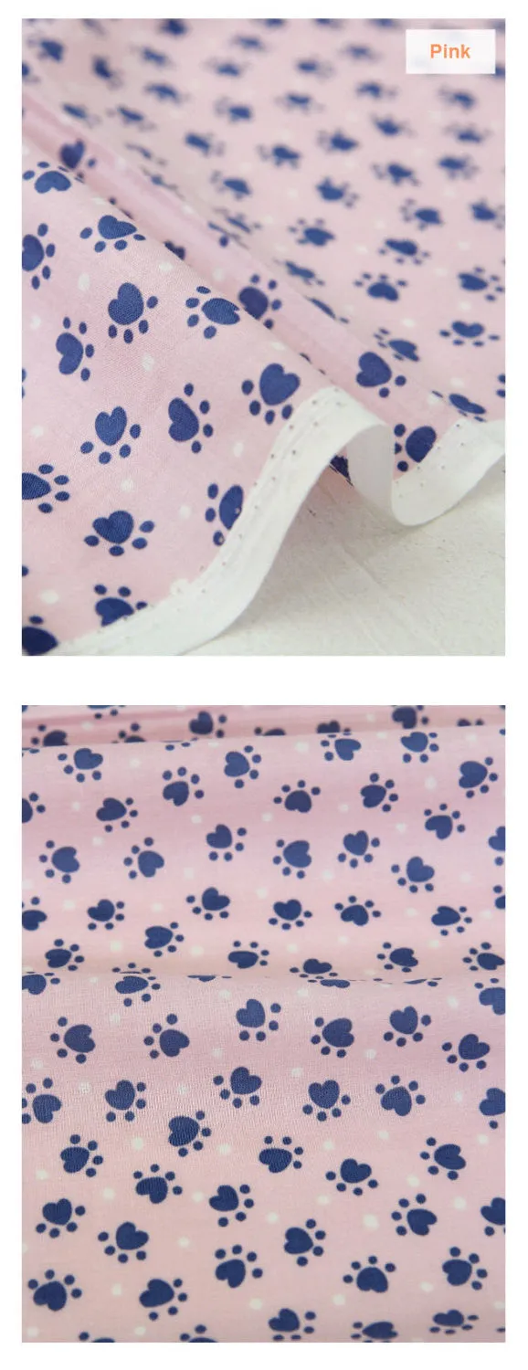 Heart Paws Semi-sheer Cotton Fabric - 4 Colors - Lightweight and Thin - 55" Wide - By the Yard 80728