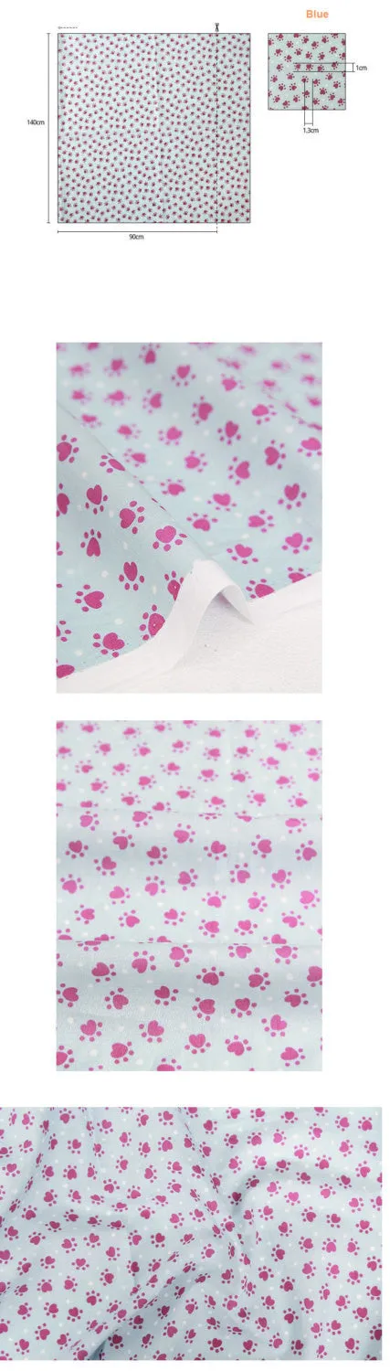 Heart Paws Semi-sheer Cotton Fabric - 4 Colors - Lightweight and Thin - 55" Wide - By the Yard 80728