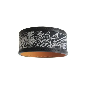 Hermes Black White Silk Leather Petit H Bracelet Cuff