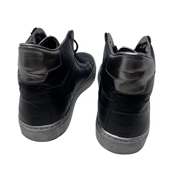 Hugo Hugo Boss Black Silver Leather High Top Sneakers Trainers EU42 Men's US 9