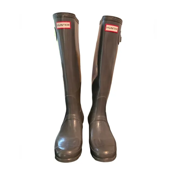 HUNTER Original Gloss Gray Tall Rain Boots Size 7-Men 8-Women EU 39 UK 6