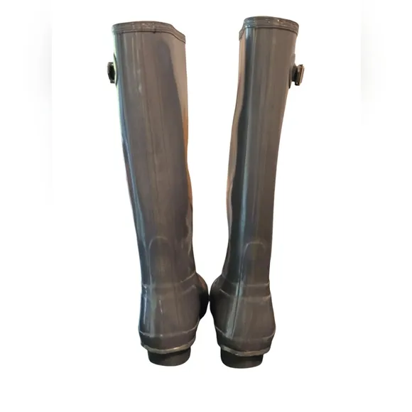 HUNTER Original Gloss Gray Tall Rain Boots Size 7-Men 8-Women EU 39 UK 6