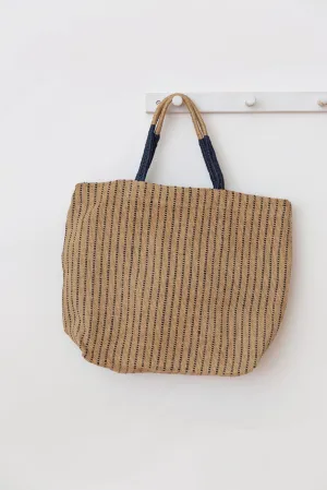 Indigo Stripes Jute Market Tote