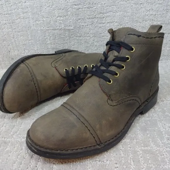 J.Shoes Estate Men's Size 10 Olive Green Leather Chukka Ankle Boots A1518