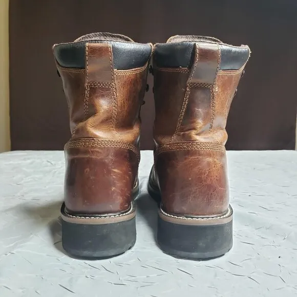 Justin Boots Leather Laver Kiltie Square Toe Mens Size 10EE Extra Wide Western