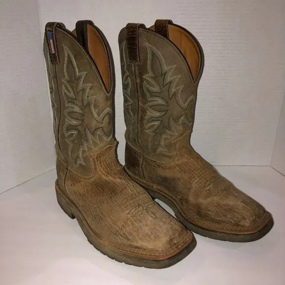 Justin Mens 9 D Gray Scottsbluff Western Square Toe Soft Toe Work Boots 4526
