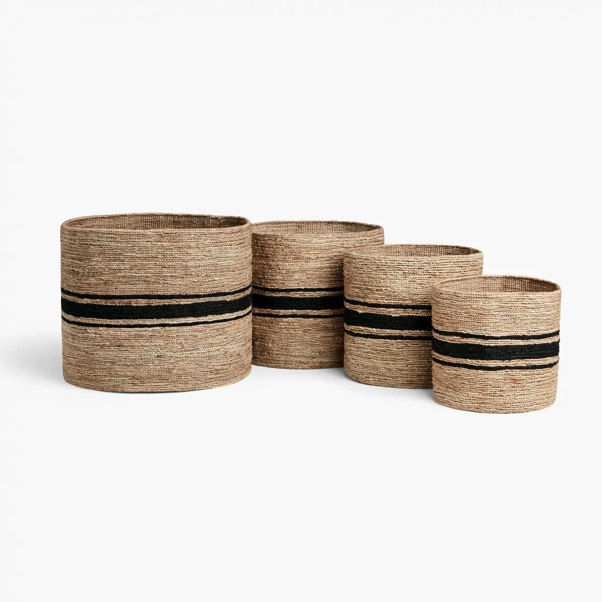 Jute Basket 12 X 12 - Natural/Charcoal Stripe