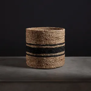Jute Basket 15 X 14 - Natural/Charcoal Stripe