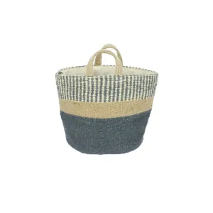 Jute Storage Basket - Navy & Natural Stripes