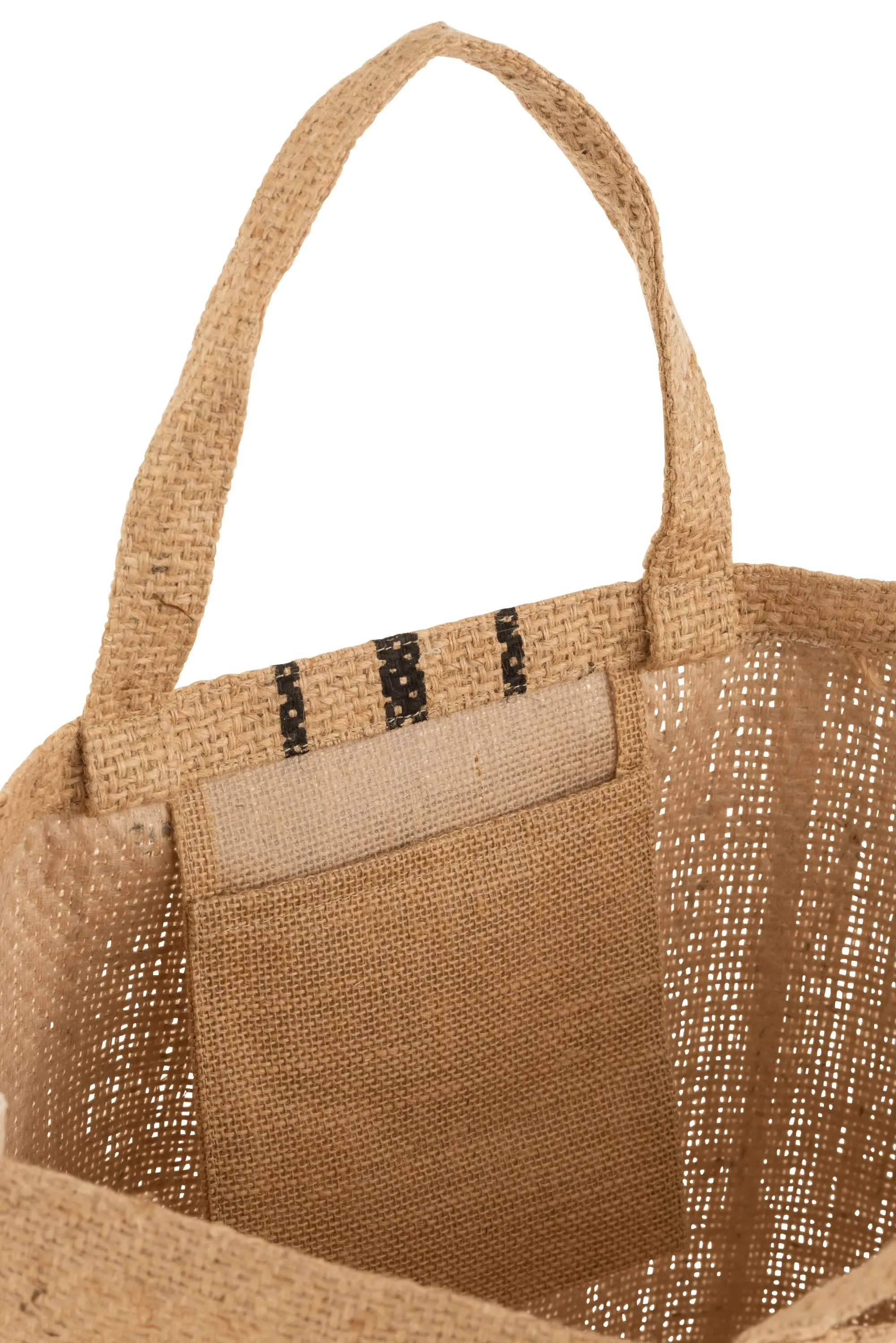 Jute Strandtaske m. Sorte Striber