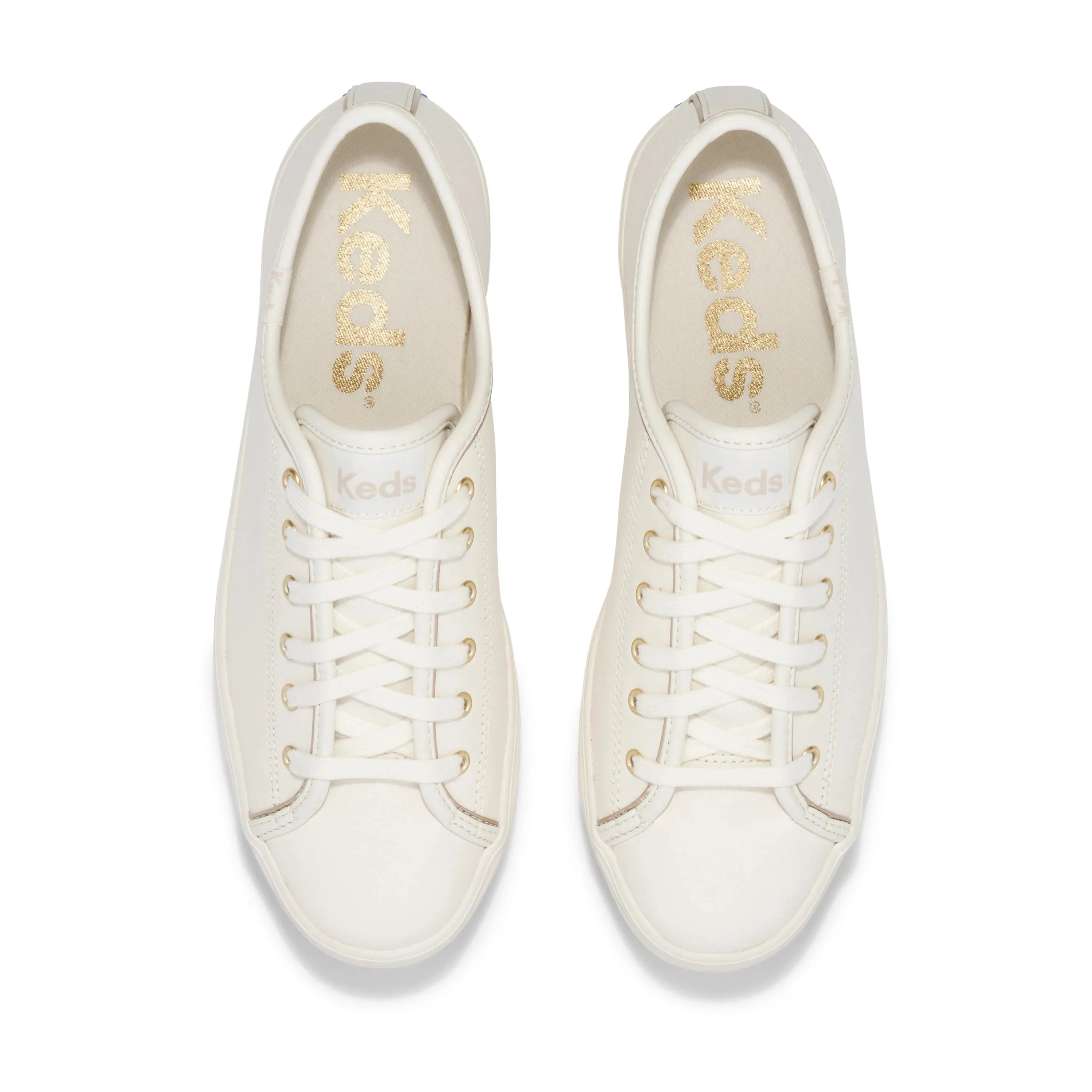Keds Triple Up Leather Off White with Gold Trim