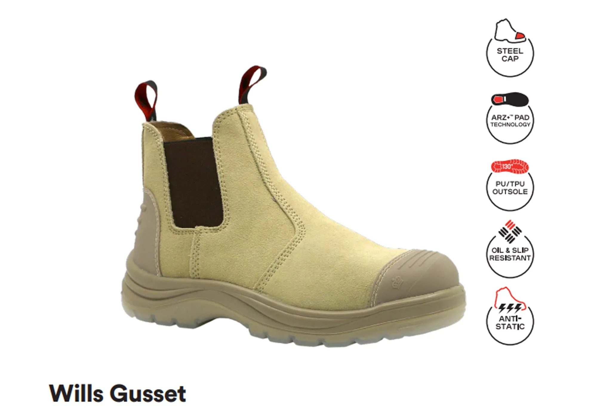 KingGee Wills Suede Mens Comfort Leather Steel Safety Cap Work Boots