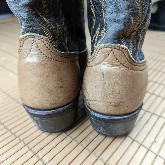 Laredo Boots Mens cognac brown and black shaft 14&quot; tall Stockman Pull On Western