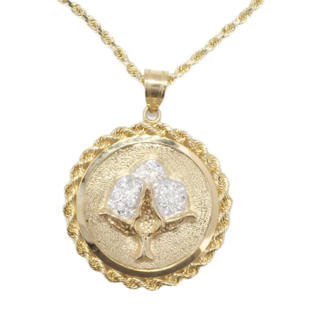Large Cotton Boll Medallion with Diamond Cotton Boll C318