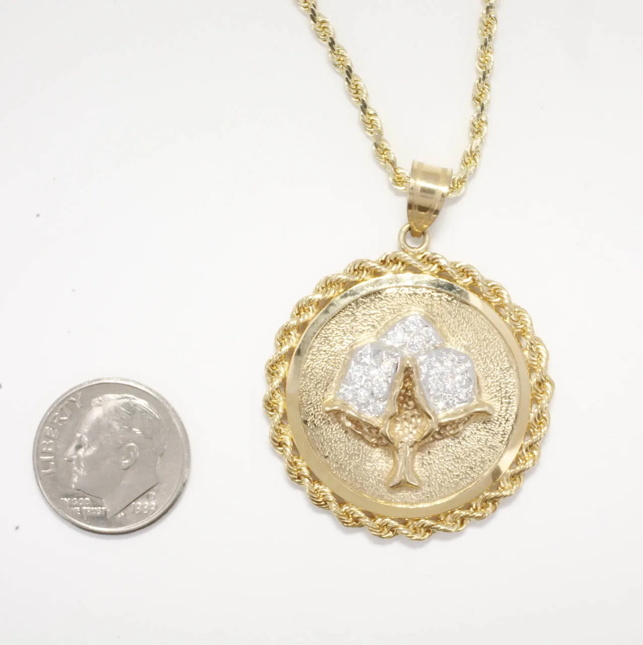 Large Cotton Boll Medallion with Diamond Cotton Boll C318
