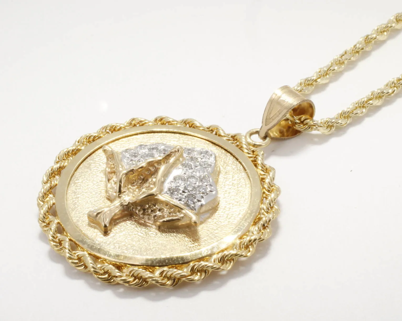 Large Cotton Boll Medallion with Diamond Cotton Boll C318