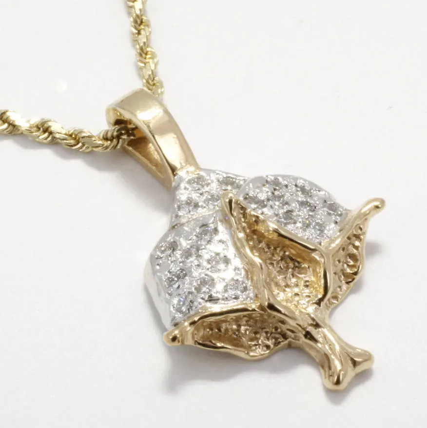 Large Diamond Cotton Boll Necklace