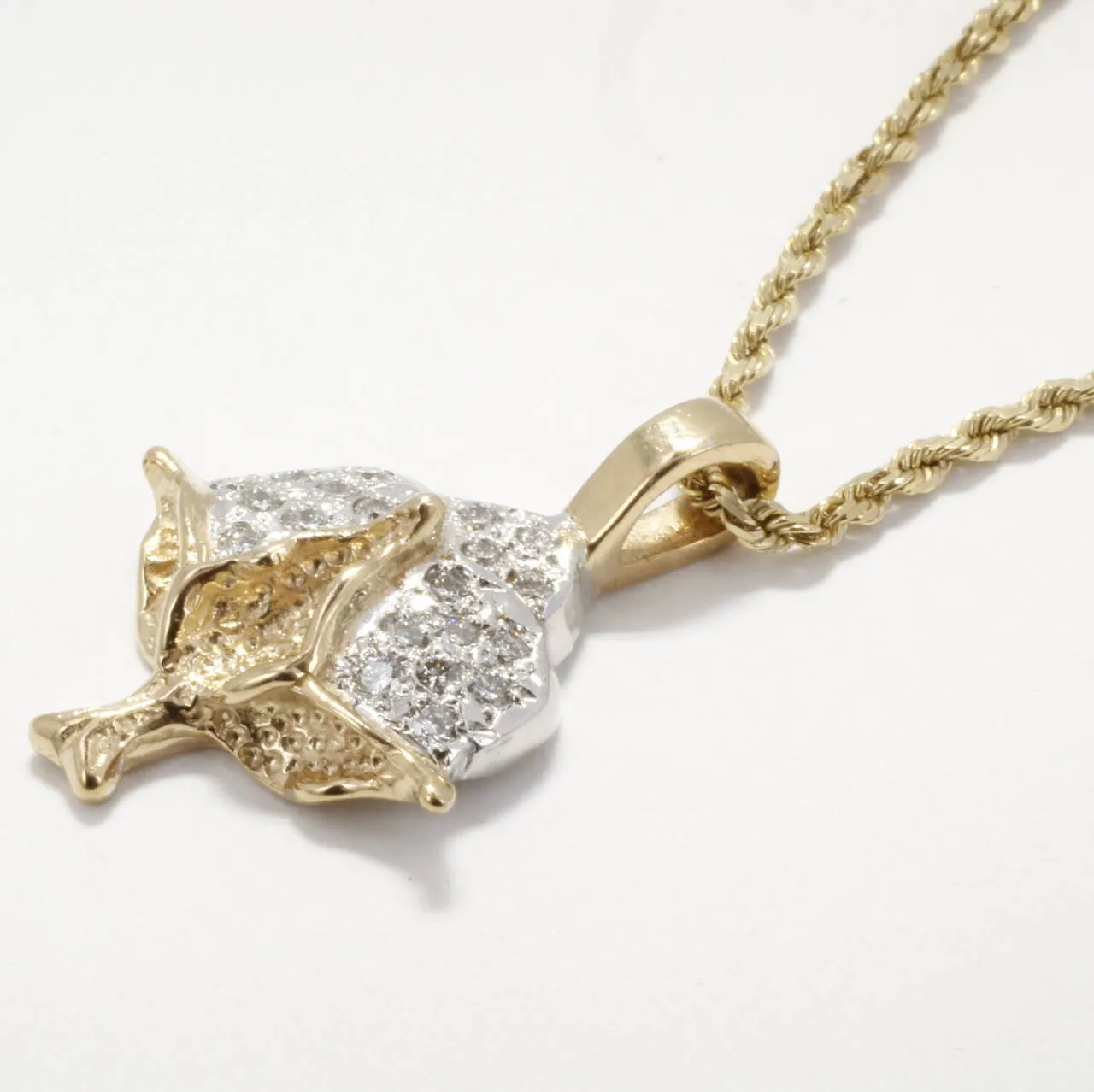 Large Diamond Cotton Boll Necklace